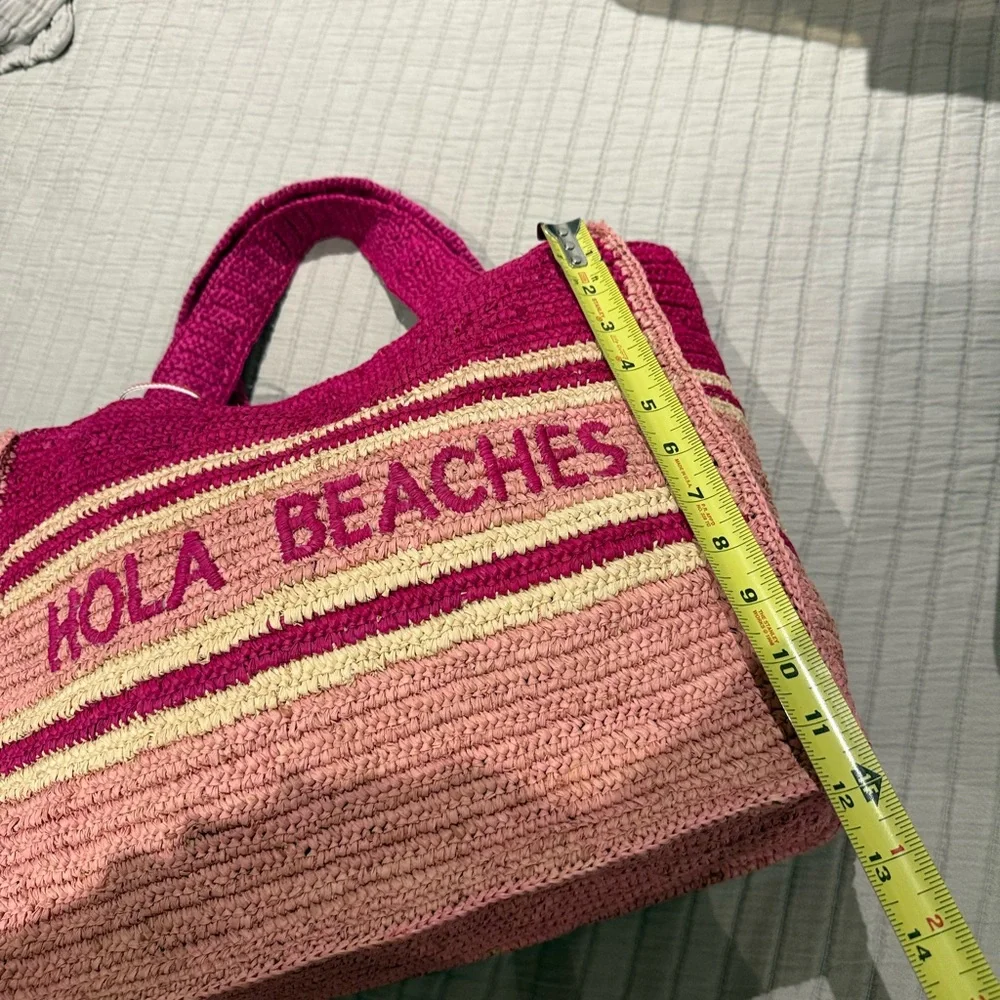 Hola Beaches BTB Los Angeles Pink and Cream Tote Bag Snap Top NWT - Picture 6 of 8